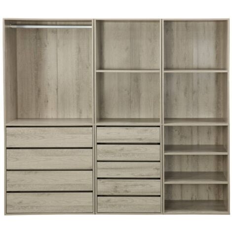 Kit dressing modulable 3 éléments MODULO. naturel. 200 x 45 x 180 cm