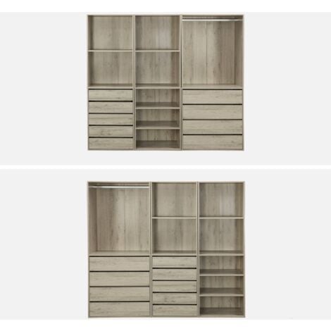 Kit dressing modulable 3 éléments MODULO. naturel. 200 x 45 x 180 cm