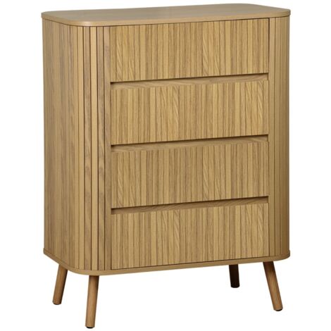 Commode 4 tiroirs. décor strié naturel. L 80x P 45  H 100cm (1/5)