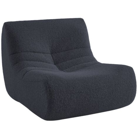 Chauffeuse tissu effet alpaca 1 place. bleu foncé. style contemporain. L 91 x P 105 x H 72cm (1/5)