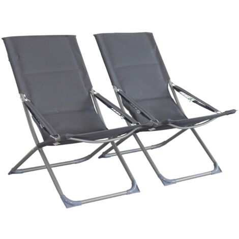 Chaise De Camping Pliable Anthracite / Rayures Blanches – Confort & Robustesse