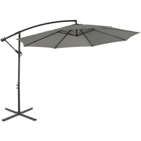 Parasol déporté Ø350cm - Hardelot - Coloris Kaki. structure anthracite. manivelle anti-retour. 8 baleines.