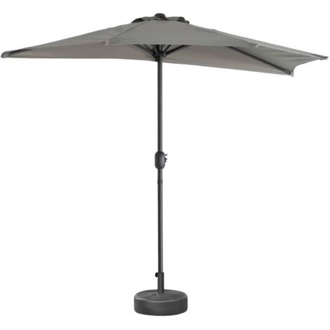 Demi-parasol de balcon Ø250cm – CALVI – droit. mât central en aluminium avec manivelle d’ouverture. toile kaki (1/4)