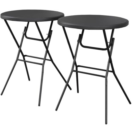 Lot de 2 tables hautes de réception – GALA – Mange debout. pliables. Ø80cm x 110cm. gris foncé