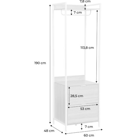 Module Dressing Alice's Home 4 Tiroirs + 1 Penderie - Blanc 80x45x180cm, Modulable Et Design