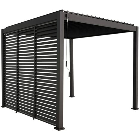 Pergola bioclimatique aluminium 3x3 m V2 lames orientables + 3 persiennes TRIOMPHE anthracite (1/5)