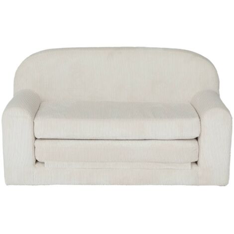 Canapé lit enfant en velours côtelé dépliable. couleur crème. L 90 x P 43 x H 51.5 cm (1/5)