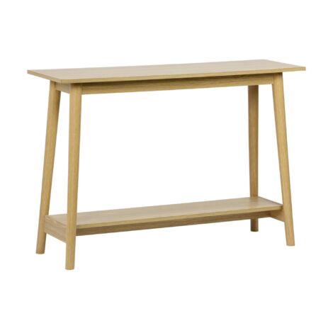 Sweeek – Console scandinave effet frêne 110x35x76cm – 1 étagère 98,5x23,6cm – Design épuré et pieds compas – Meuble multifonctionnel