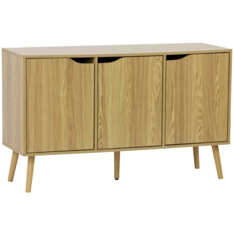 Buffet de rangement effet frêne 3 portes et 3 étagères. buffet bas. 120cm (1/5)