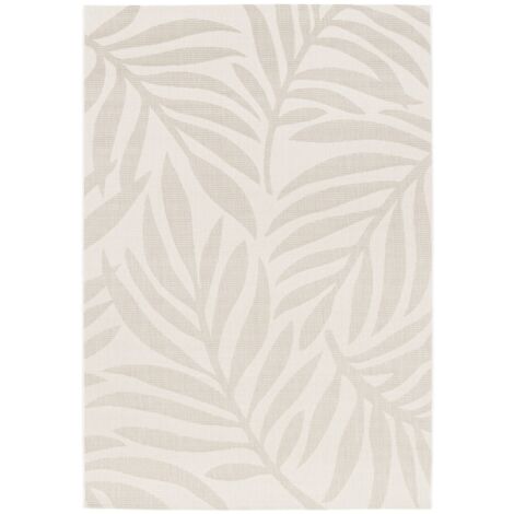 Tapis intérieur/extérieur motif végétal crème et beige polyester recyclé Kate 160 x 230 cm