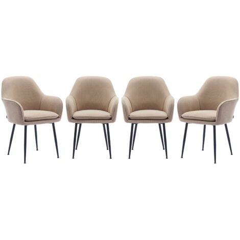 Lot de 4 fauteuils en velours côtelé taupe et pieds en métal noir mat. L 57 x P 59 x H 84.5cm