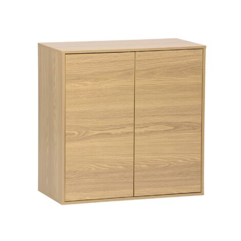 Sweeek – Buffet modulable chêne décor bois 2 portes L 70 x P 35 x H 70 cm – Système soft close – Compatible avec modules Kompo