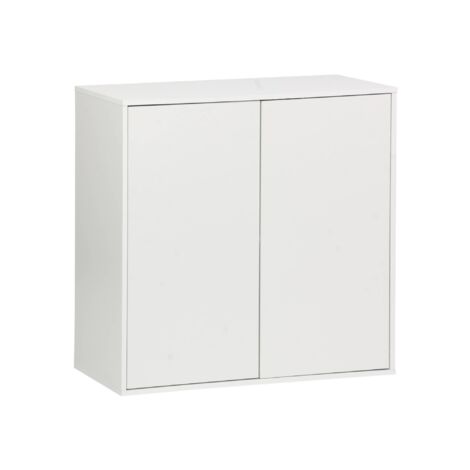 Sweeek – Buffet blanc décor bois 2 portes L 70 x P 35 x H 70 cm – Système soft close – Compatible avec modules Kompo