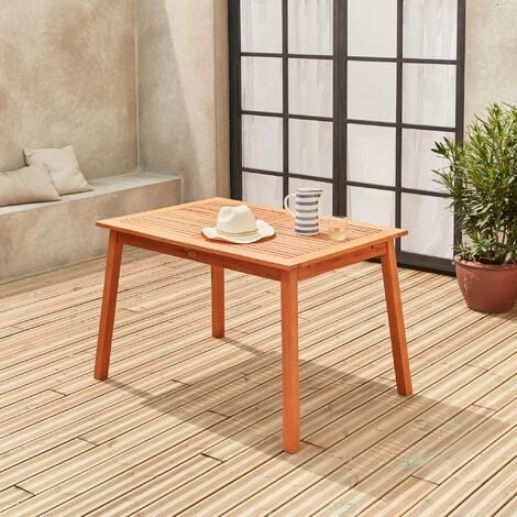 Table de jardin en bois 120-180cm - Almeria - Table rectangulaire avec allonge eucalyptus  Intérieur / Extérieur