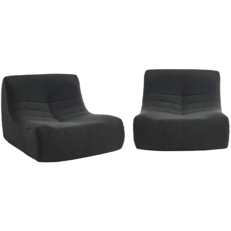 Lot de 2 fauteuils chauffeuses en bouclette texturée noir style contemporain 1 place