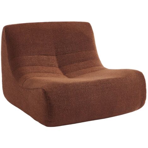 Fauteuil chauffeuse en bouclette texturée terracotta style contemporain 1 place (1/5)