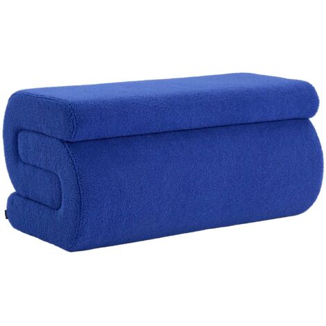 Banc design revêtement bouclette bleu 1-2 places L 92 x P 50 x H 45cm - Sasha