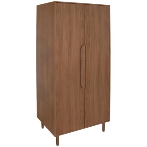 Armoire dressing effet bois de noyer 2 portes. étagères et penderie - L 80 x P 55 x H 180cm - Juliana (1/4)
