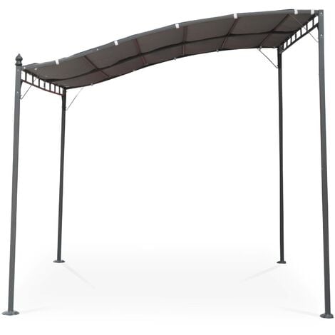 Pergola adossée 3x2.5m - Brestum -  Toile grise - Pergola murale