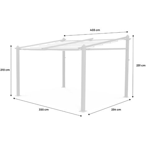 Toile de toit grise pour tonnelle 3x4m Murum - toile de rechange pergola. toile de remplacement