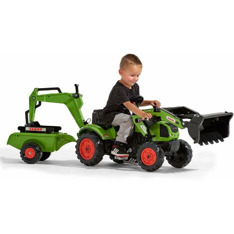 Tractopelle A Pedales Pour Enfant Ben Tracteur A Pedales Avec Excavatrice Remorque 2 Roues Claas