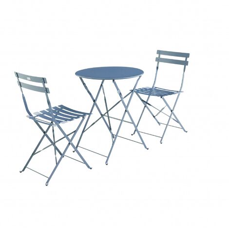 Outsunny Salon de jardin bistro pliable - table ronde Ø 60 cm avec 2 chaises  pliantes - métal thermolaqué vert