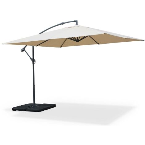 Parasol déporté carré 3x3m - Hardelot 3x3m - Beige - Manivelle anti-retour  Toile déperlante  Facile à utiliser