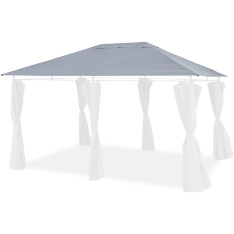 Toile de toit grise pour tonnelle 3x4m Divio - toile de rechange pergola. toile de remplacement