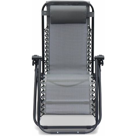 Lot de 2 fauteuils relax – Patrick – Textilène. pliables. multi-positions. gris