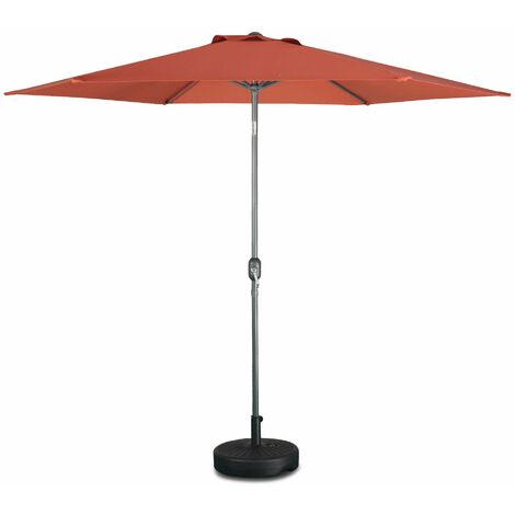 Parasol droit rond Ø300cm - Touquet Terracotta - mât central en aluminium orientable et manivelle d'ouverture