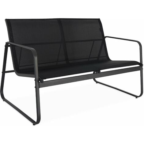 Salon de jardin en métal  et textilène pour 4 personnes. design Anthracite / Noir