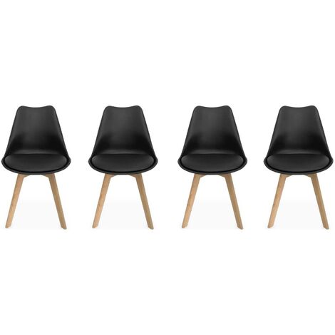 Lot de 4 chaises scandinaves. pieds bois de hêtre. chaise 1 place. noirs