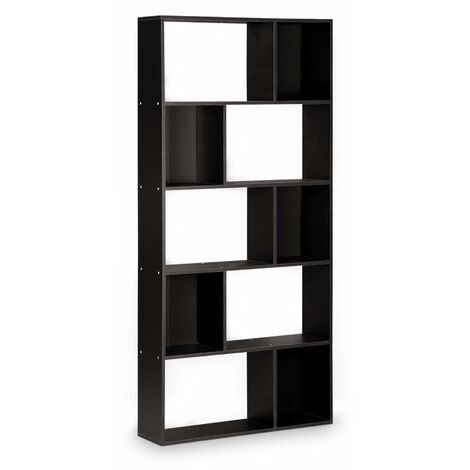 Bibliothèque design asymétrique – Pieter – 5 étagères. 10 compartiments de rangement. 83x23x173cm
