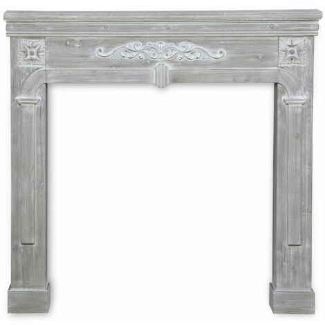 Manteau de cheminée - Romance - décor bois gris cérusé