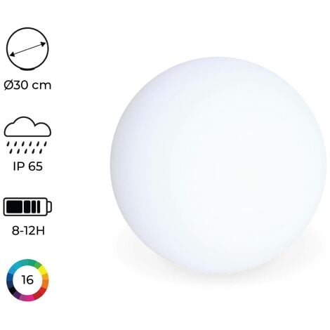 Boule lumineuse LED 16 couleurs, étanche avec télécommande Ø30 cm