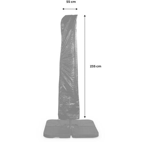 Housse pour parasol Hardelot. Biscarosse. Falgos. Shanghai. Touquet. Cabourg. Hélios et Pyla 3x3m - Noire - Avec fermeture éclair. et tige de mise en place.
