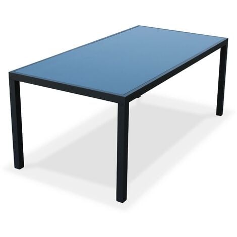 Salon de jardin aluminium table 180cm. 8 fauteuils en textilène Anthracite / Gris