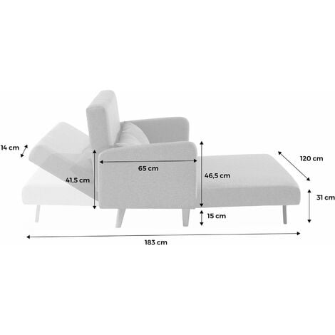 Canapé convertible tissu 2 places scandinave - Panam - pieds bois. banquette. dossier inclinable Polyester Beige