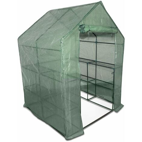 Serre de jardin Basilic 2m² avec 8 étagères en polyéthylène