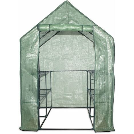 Serre de jardin Basilic 2m² avec 8 étagères en polyéthylène