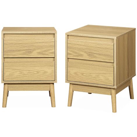 Lot de 2 tables de chevet décor bois. deux tiroirs (1/5)