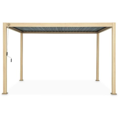 Pergola Bioclimatique coloris bois clair – Triomphe – 3x4m. aluminium. à lames orientables