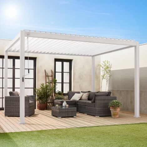 Pergola Bioclimatique blanc – Triomphe – 3x4m. aluminium. à lames orientables