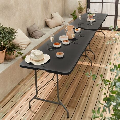IZTOSS Table Pliante Rectangulaire en Aspect Rotin - Table de Jardin 8  Personnes L181 x l75.5 x H73cm - Table Camping Exterieur pour Jardin  Terrasse et Balcon (1xTable) : : Jardin