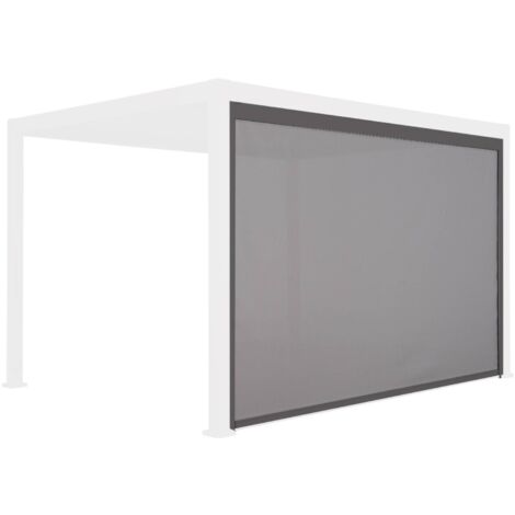 Sweeek – Store vertical gris pour pergola bioclimatique 3x4 m – Aluminium et textilène – Protection contre UV et intempéries – Ajustable manuellement