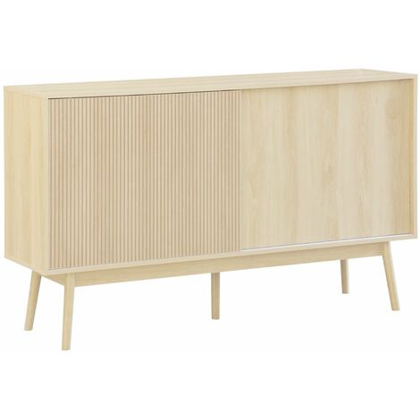 Buffet de rangement décor bois naturel. Linear. deux portes. deux étagères. buffet haut. vaisselier. L 150 x P 39.5 x H 90cm