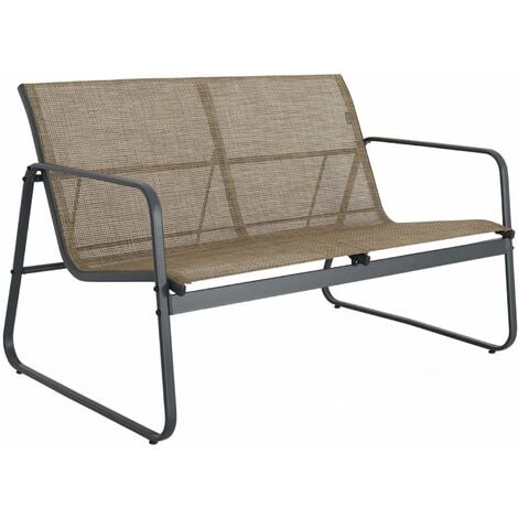 Salon de jardin en métal  et textilène pour 4 personnes. design Anthracite / Naturel