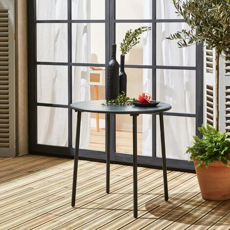 Table De Jardin Bistrot 2 Places Amelia - Métal Traité Antirouille - 70x70 Cm - Lattes, Bords Arrondis - Terracotta