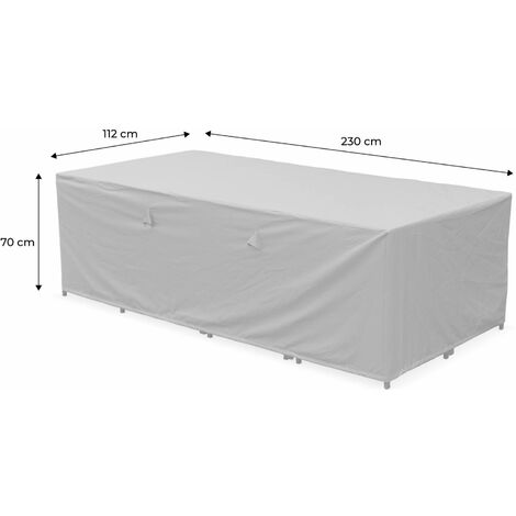 Housse Protection Table Jardin Mehr Garten - 125x75x45cm - Polyester Oxford 600D Imperméable - Gris