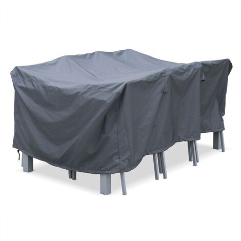 Housse de protection 175x124cm gris foncé - Bâche rectangulaire en polyester enduit PA pour tables de jardin Chicago et Bergamo (1/5)